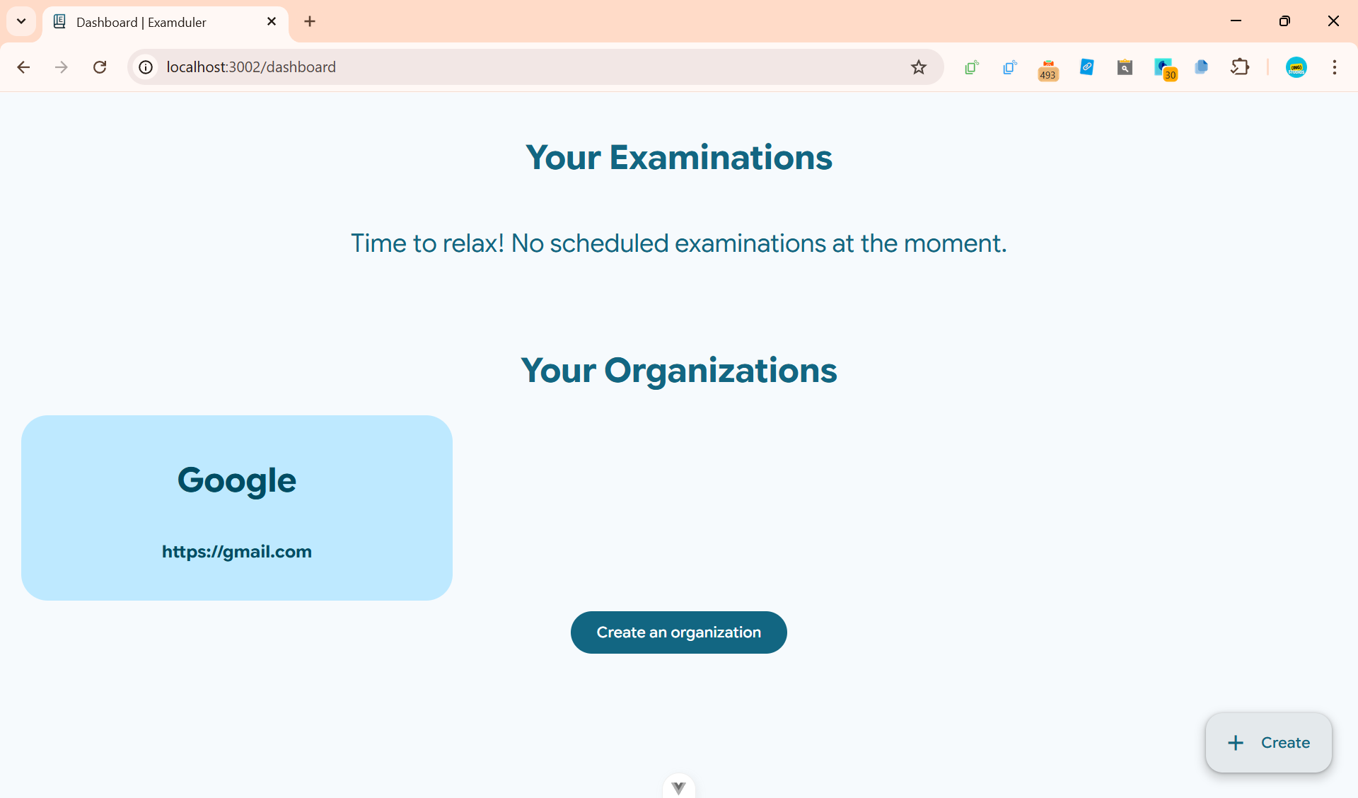 Examduler dashboard